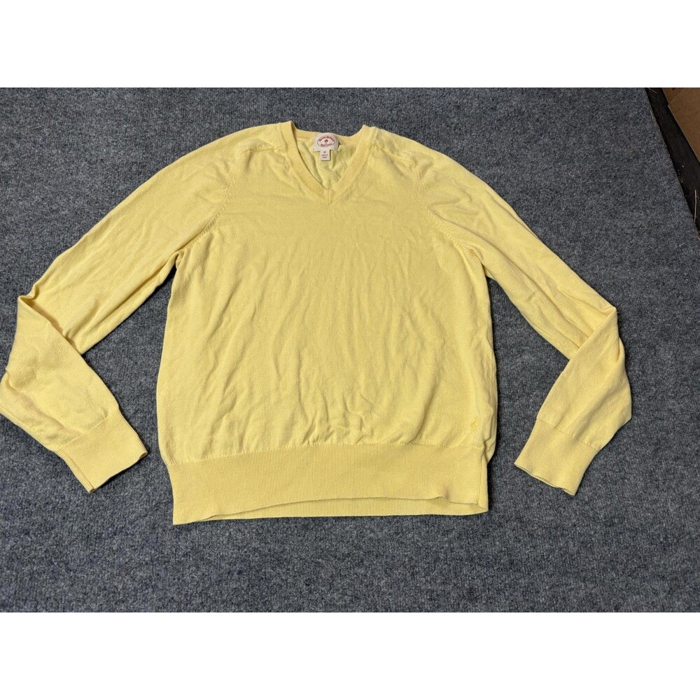 Brooks Brothers Sweater Mens M Yellow V-Neck Cotton Cashmere Lightweight Knit
